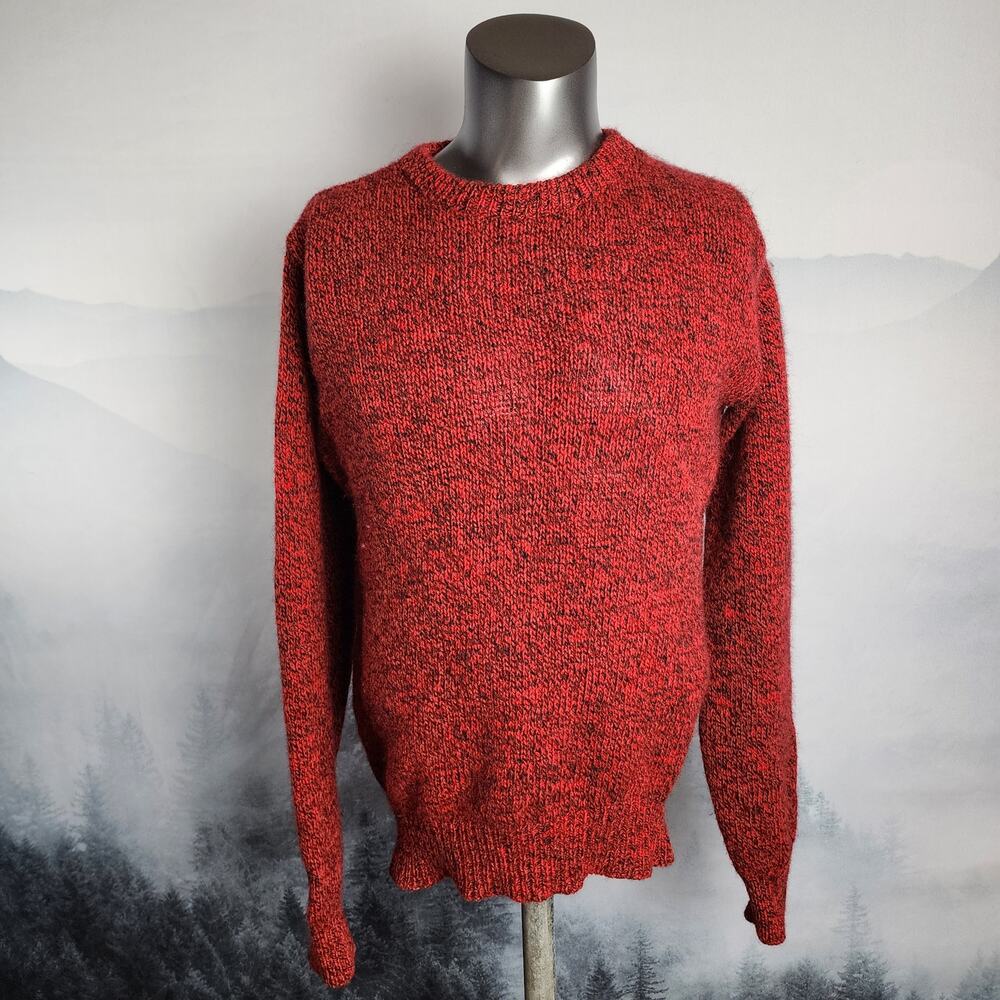 Vintage Land's End Wool Blend Red Crew Neck Sweater | Men's Medium